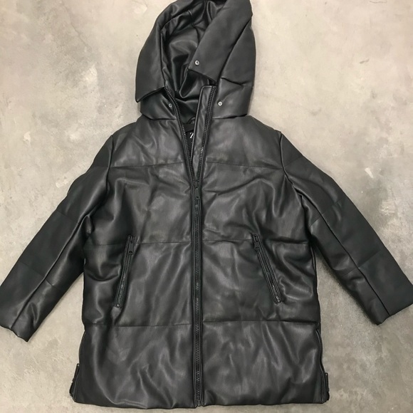 leather puffer zara